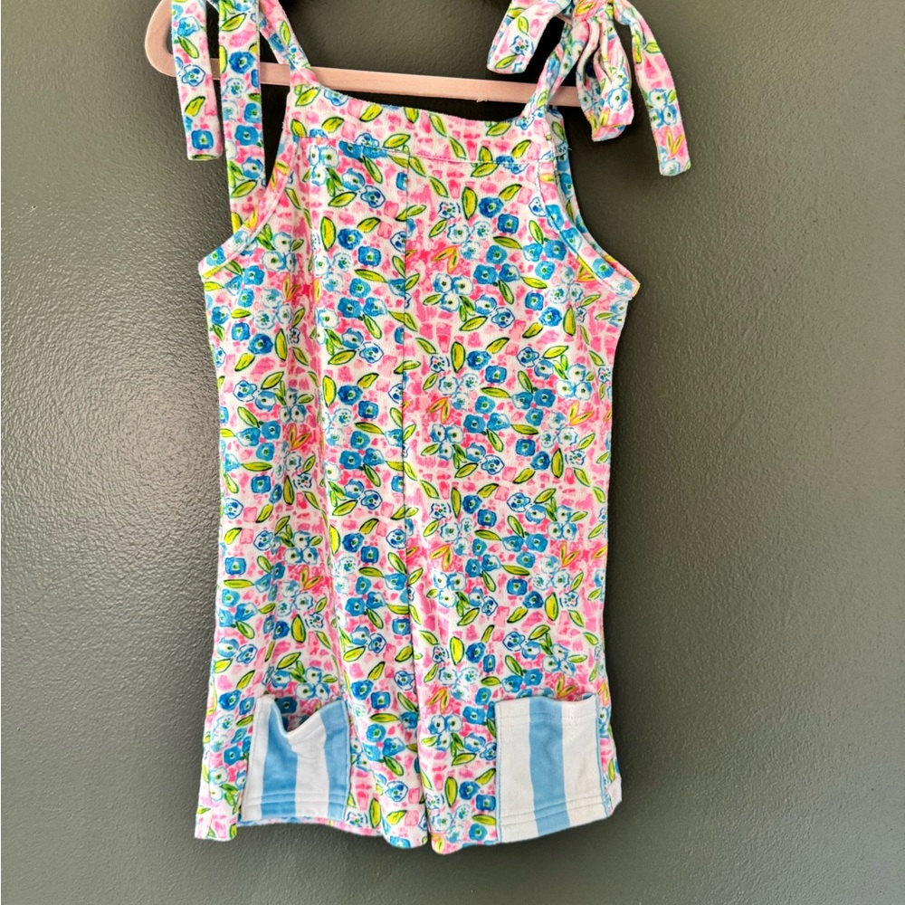 Sweet honey Girls Floral Tie-Shoulder beach romper  - Pink & Blue